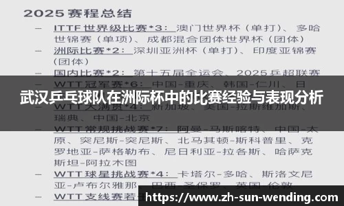 武汉乒乓球队在洲际杯中的比赛经验与表现分析